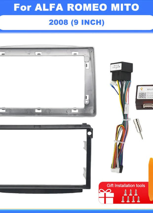 9 pollici Per ALFA ROMEO MITO 2008 Radio Telaio DVD Stereo Pannello Dash Mount Trim Kit Cablaggio Cavo di Alimentazione Cavo Canbus Decoder