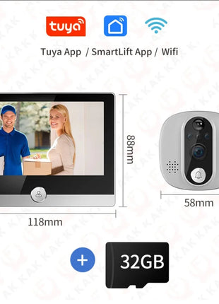Tuya 1080P WiFi Door Bell Camera Google Alexa Smart Life Video Peephole PIR Motion Detector Digital Door Viewer con citofono