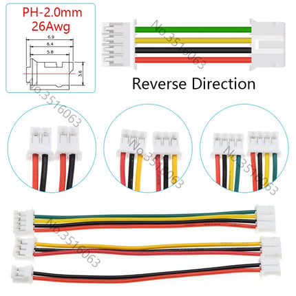 5/10 Pz Micro JST PH 2.0mm Maschio/Femmina Connettore Con Filo 100/200/300mm Cavo 2/3/4/5/6/8/10P Spille Ponticello Linea Per Arduino