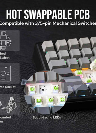 Aula F75 MAX Wireless Mechanical Keyboard With TFT Screen and Knob Gasket RGB Backlight Gaming Keyboard in 75% Layout Hot-Swap