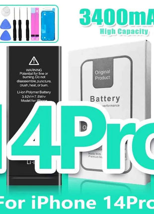 0 Cycle High Capacity Battery For iPhone 11 11Pro 12Pro 12 13 14 13Pro 14Pro Max Mini Phone Bateria + Free Tool Kit