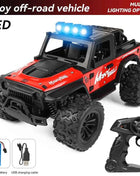 1:16 High Speed Off-Road Alloy RC Cars Police Truck Jeep with Music Sound and LED Lights 2.4G Remote Control Cars Outdoor Toy