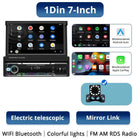 1Din Car Radio 7Inch Automatic Retractable Touch Screen Wireless Carplay Android auto MP5 Multimedia Player Bluetooth FM RDS AUX