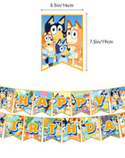 Set di stoviglie usa e getta a tema famiglia Bluey, piatto, striscione, topper per torta, bandierine, palloncini Bingo, decorazioni per compleanno.