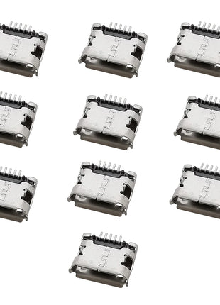 10 Pieces Micro USB 5 Pin Connector, SMD SMT Charging Port for Android Phones, Data and Charging Socket, DIY Repair Adapter