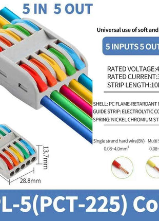 1 In Multiple Out Push-in Electrical Wire Connector Terminal Block Universal Fast Wiring Cable Connectors For Cable Connection