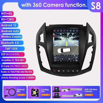 360Camera 9.7inch 2 DIN Android 13 Car Radio for FORD Transit /Tourneo Connect 2013-2018 Car Multimedia Stereo Carplay Autoradio