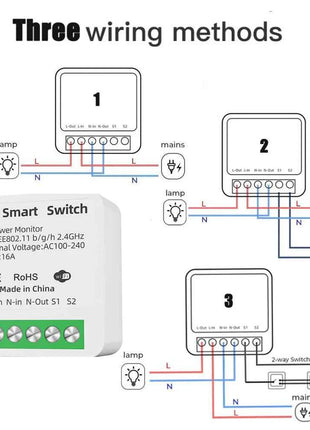 16A Tuya WiFi Smart Switch 2-way Control with Energy Monitor Switch Mini Smart Breaker Smart Life Control  Alexa Via Google Home