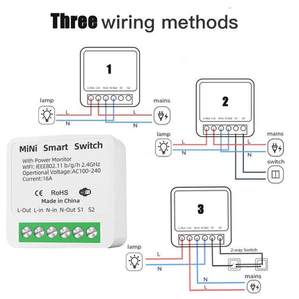 16A Tuya WiFi Smart Switch 2-way Control with Energy Monitor Switch Mini Smart Breaker Smart Life Control  Alexa Via Google Home