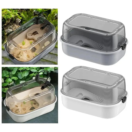 Multi-Functional Transparent Reptile Terrarium Turtle Aquarium with Easy Water ReplacementDesign ForLizardsTortoises Accessories