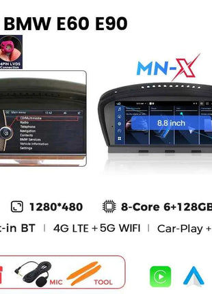 MEKEDE Android 14 Car Multimedia Player For BMW 3 Series E60 E61 E63 E64 5 Series E90 E91 E92 E93 CCC CIC DSP Carplay Auto Radio