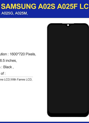 OEM For Samsung Galaxy A02s A025 Display Touch Screen Digitizer Assembly Panel Phone LCD Display Screen Replacement With Frame