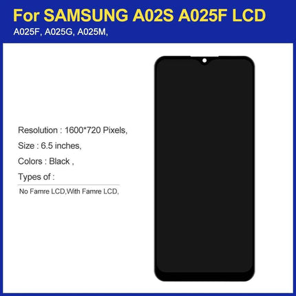 OEM For Samsung Galaxy A02s A025 Display Touch Screen Digitizer Assembly Panel Phone LCD Display Screen Replacement With Frame