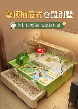 Hamster cage special oversized luxury villa golden bear wintering double-layer transparent basic cage flower branch mouse feedin