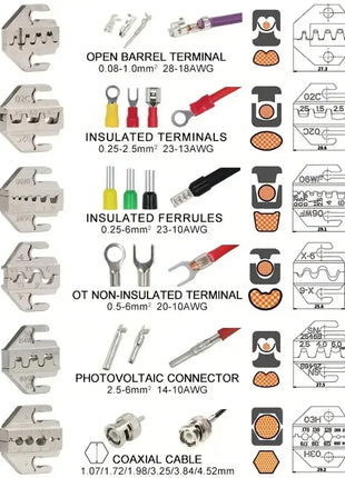 Crimping tool set Pressed pliers Electrician tools Electrical terminals Clamp Electronics Pressing connector Hand jaws 58B