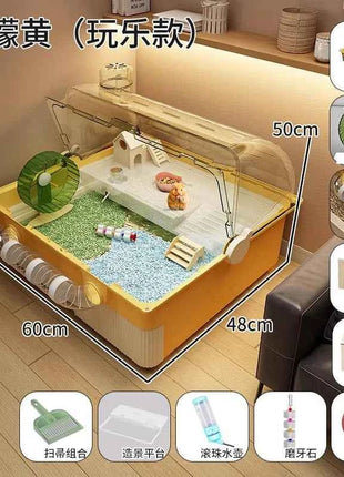 Hamster cage special oversized luxury villa golden bear wintering double-layer transparent basic cage flower branch mouse feedin