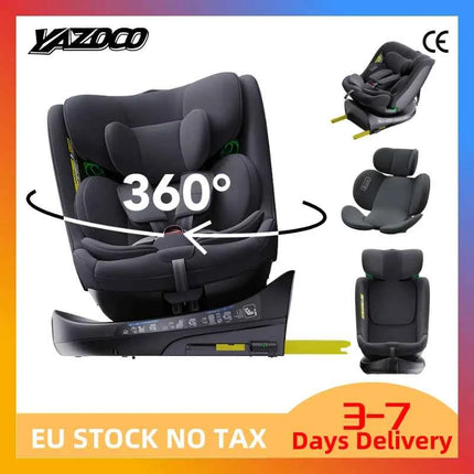 Child Car Safety Seats with ISOFIX for Baby Adjustable 360 Rotating Direction Angle 0-12 Years Suitable Car Seat with Footrest