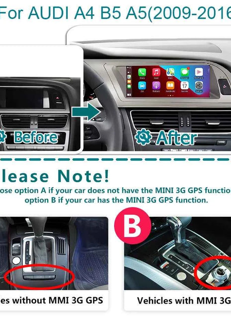 8GB 256GB Carplay 8.8'' Android 14 Auto Car Radio Multimedia player For Audi A4 B8 2009-2016 2 din autoradio Stereo 4G LTE