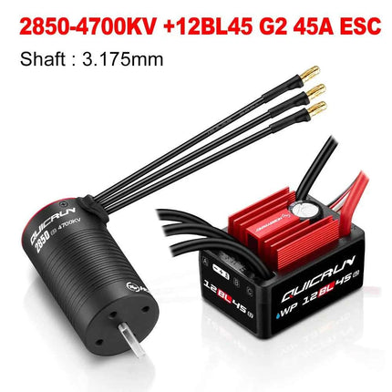 HOBBYWING Brushless Sensorless Combo QUICRUN 2840 2850 Motor 12BL45 G2 45A ESC  Shaft WaterProof For 1/12 1/14 1/16 RC Cars