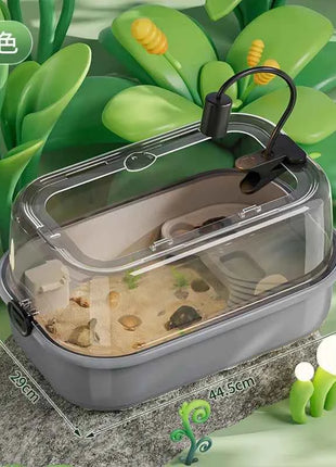 Multi-Functional Transparent Reptile Terrarium Turtle Aquarium with Easy Water ReplacementDesign ForLizardsTortoises Accessories