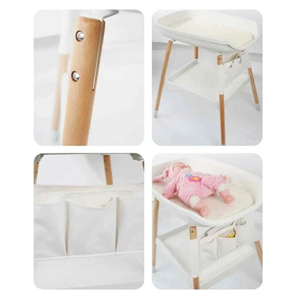 2 in 1 Baby Bath & Installation Safety Wooden Children Infant Diaper Changing Table with Free Changing Pad Included