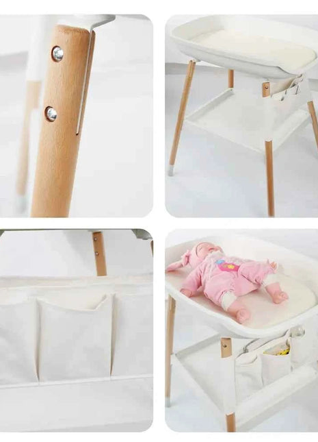 2 in 1 Baby Bath & Installation Safety Wooden Children Infant Diaper Changing Table with Free Changing Pad Included