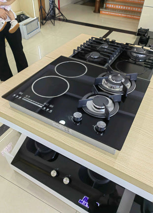 New Products Kitchen Appliances Glass Panel 4 Burners Gas Induction Combined Hob