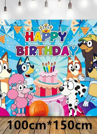 Palloncini Bluey Bingo Party Buon compleanno Banner Cane blu Palloncini Sfondo Adesivi Decorazione Cake Topper Stoviglie usa e getta