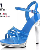 12cm Crystal Glitter Platform Sandals - Non-slip Transparent Wedding Shoes