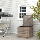 Weatherproof Poly Rattan Garden Storage Box - 75x75x70cm Sand, Gas Lift Lid, Cushion Organizer for Patio & Balcony