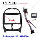 Adattatore per cablaggio con decodificatore CAN Bus, telaio per pannello radio Android 2 Din da 9 pollici per Peugeot 206 1998 - 2006, cavo a 16 pin
