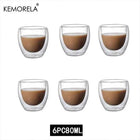 Set Tazze in Vetro a Doppia Parete Borosilicato Termoresistente per Tè Caffè Succo e Acqua