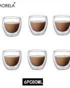 Set Tazze in Vetro a Doppia Parete Borosilicato Termoresistente per Tè Caffè Succo e Acqua