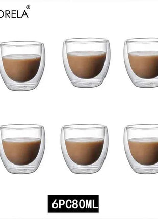 Set Tazze in Vetro a Doppia Parete Borosilicato Termoresistente per Tè Caffè Succo e Acqua