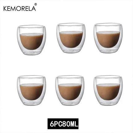 2/4/6Pc Double Wall High Borosilicate Glass Mug Heat Resistant Tea Milk Juice Coffee Water Cup Bar Drinkware Gift Creativity Set