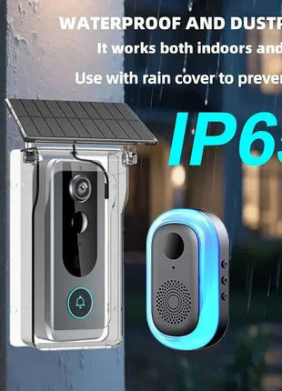 Campanello senza fili Copertura solare per carica pioggia Porta digitale Peephol Tuya Wifi Telecamera di sicurezza Citofono Video Smart Ring Campanello per porta