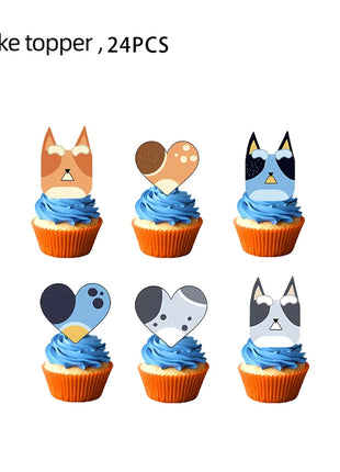 Nuovo cartone animato Cani Decorazione festa di compleanno Set completo Kit Cane blu Buon compleanno Piatti Tovaglioli Tazze Articoli per la tavola Bomboniera per bambini