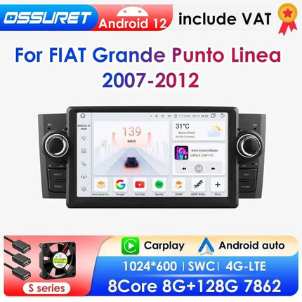 Android Car Radio For FIAT Grande Punto Linea 2007-2012 Multimedia Video Player Navigation stereo GPS Carplay Octa Core 7862