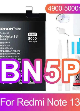 NOHON Battery for Xiaomi Redmi Note 13 12 11 10 Pro 9 8 7 6 5 4 11S 10S 9S Batteries BN5P BN53 BN46 BN45 BN5D BP47 BP4K BM5T