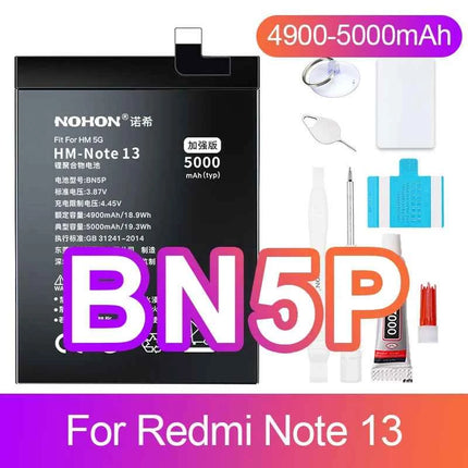 NOHON Battery for Xiaomi Redmi Note 13 12 11 10 Pro 9 8 7 6 5 4 11S 10S 9S Batteries BN5P BN53 BN46 BN45 BN5D BP47 BP4K BM5T