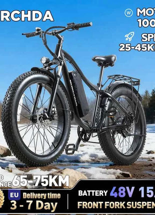 BURCHDA RX02 1000W 45KM/H 26 Inch Mountain Electric Bicycle 48V15AH Lithium Battery Fatbike Electric Bike For Adults Motorcycle