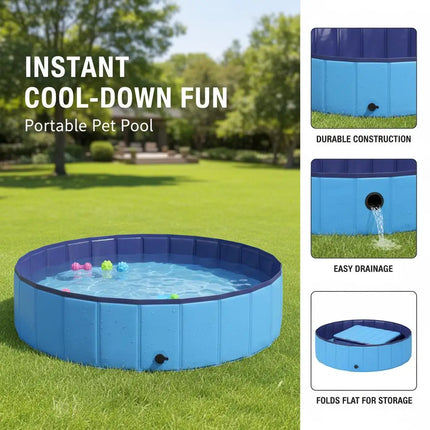 Piscina pieghevole per cani – Struttura robusta in PVC, design antiscivolo e valvola di scarico rapido