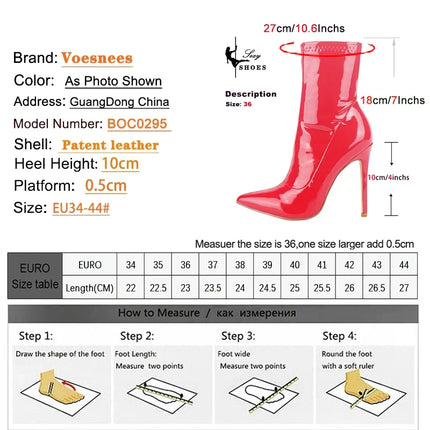 10 centimetri 12 CENTIMETRI Donne Sexy Stivaletti Cerniera Tacchi Sottili Stivale Corto Lucido In Pelle Verniciata Tacchi Alti Scarpe Da Ufficio Donna Bota Feminina