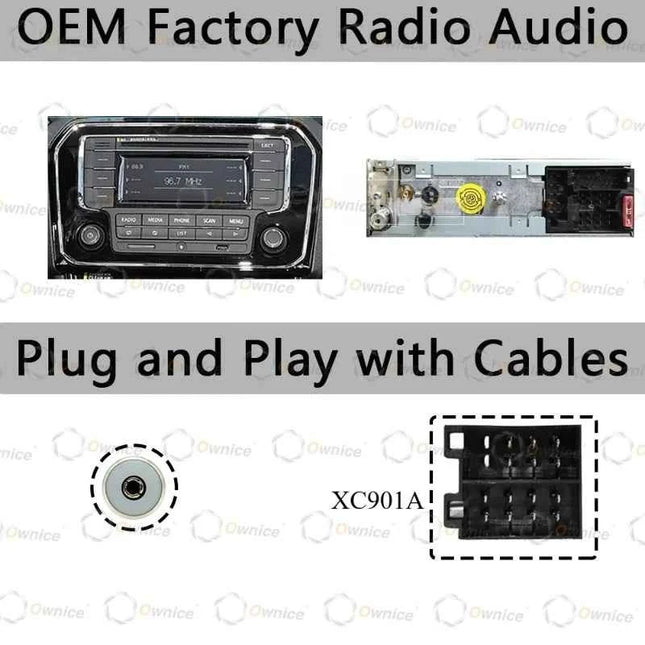 Cornice Radio Android Ownice 9 Pollici Quadlock per Auto, per Jetta 2013-2017, Pannello Stereo 2 DIN con Cablaggio 16PIN e Box Canbus