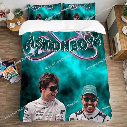 Single Double Large Size Queen Bed Comforter Sets A-Aston Martin Aramco Formula One TeamS Bedding Decorations Quilt Cover Set