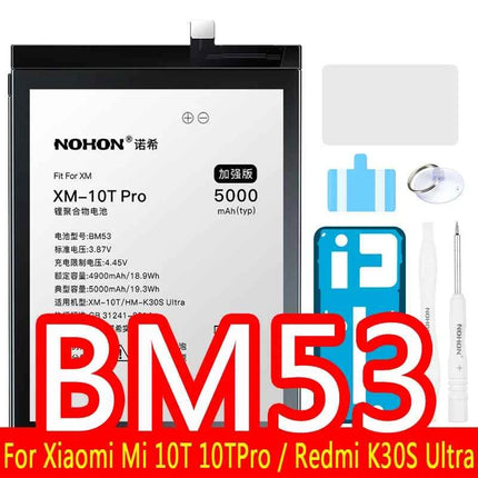 NOHON BM53 BM3L BM4E BM47 Battery For Xiaomi Mi 10T Pro Lite 9T 11T 8 9 10 10S 11 12 12X Max3 Mix 4 2 2S POCO F1 F2 Pro F3 M3 A3