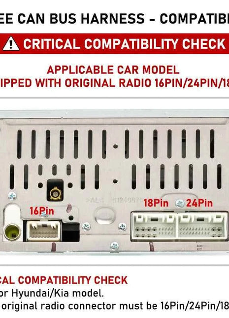 Cablaggio 16Pin/24Pin/18Pin con Decoder CAN Bus per Hyundai Elantra Kia Sportage, Supporto SWC, Plug & Play, Adattatore Android 16Pin