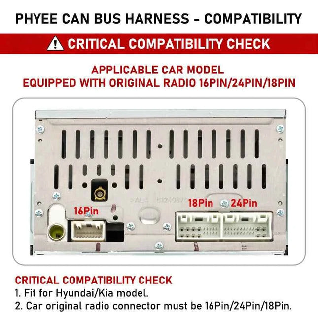 Cablaggio 16Pin/24Pin/18Pin con Decoder CAN Bus per Hyundai Elantra Kia Sportage, Supporto SWC, Plug & Play, Adattatore Android 16Pin