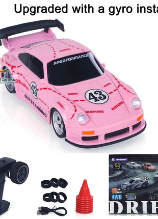 Gifts 1/43 RC Drift Car with Gyro Upgraded Ver 2.4G Remote Control Mini Drift Race Car 4WD Radio Control RC Toys Traffic Cones
