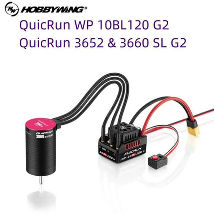 Hobbywing QUIRUN WP 10BL120 G2 Waterproof Brushless Speed Controller ESC and 3652 & 3660 SL G2 Motor for Car Toys 1/10 1/12 RC